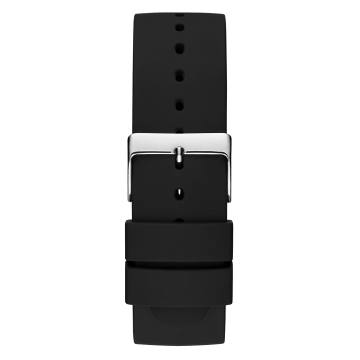 GUESS Mens Black Silver Tone Analog Watch