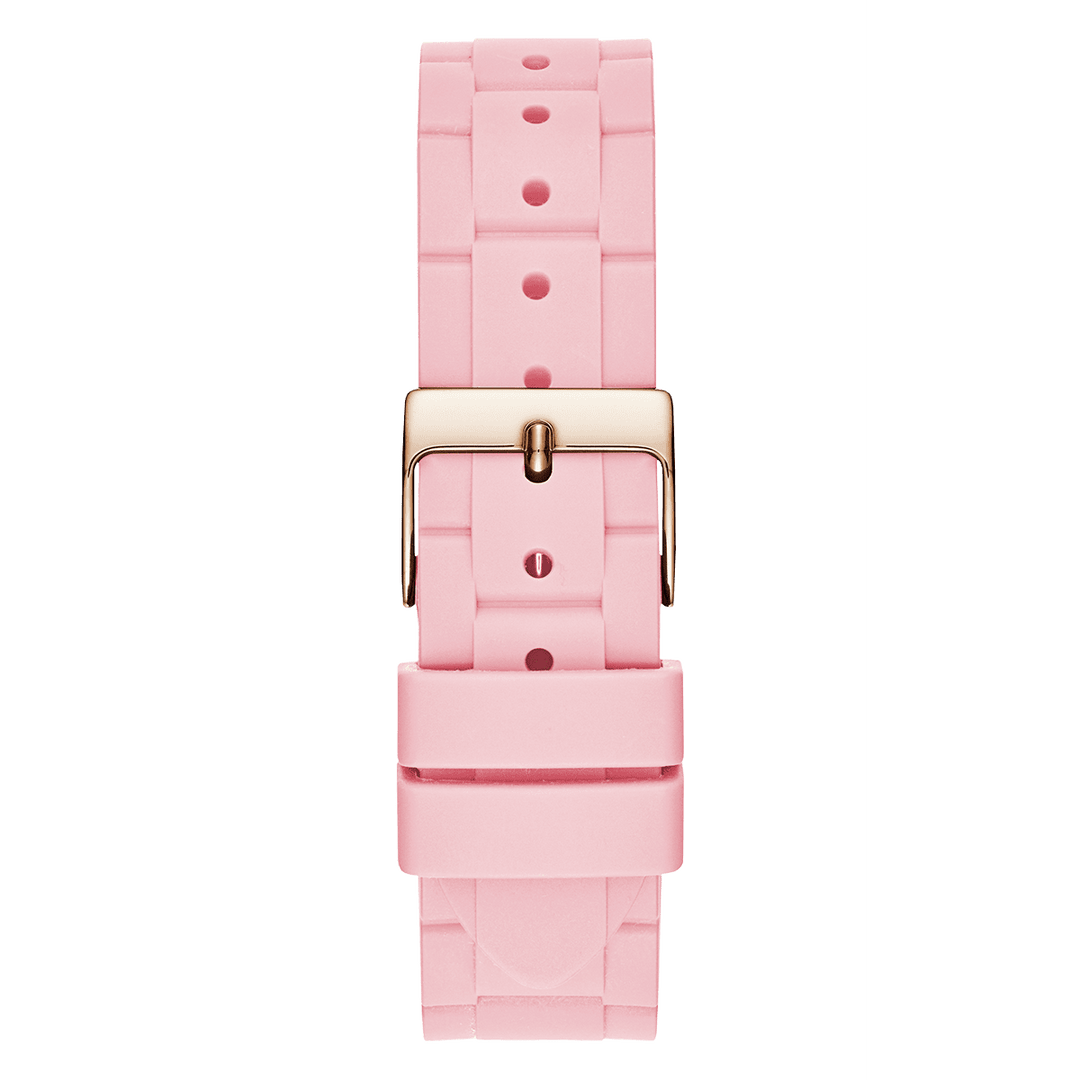 GUESS Ladies Pink Rose Gold Tone Multi-Function Watch